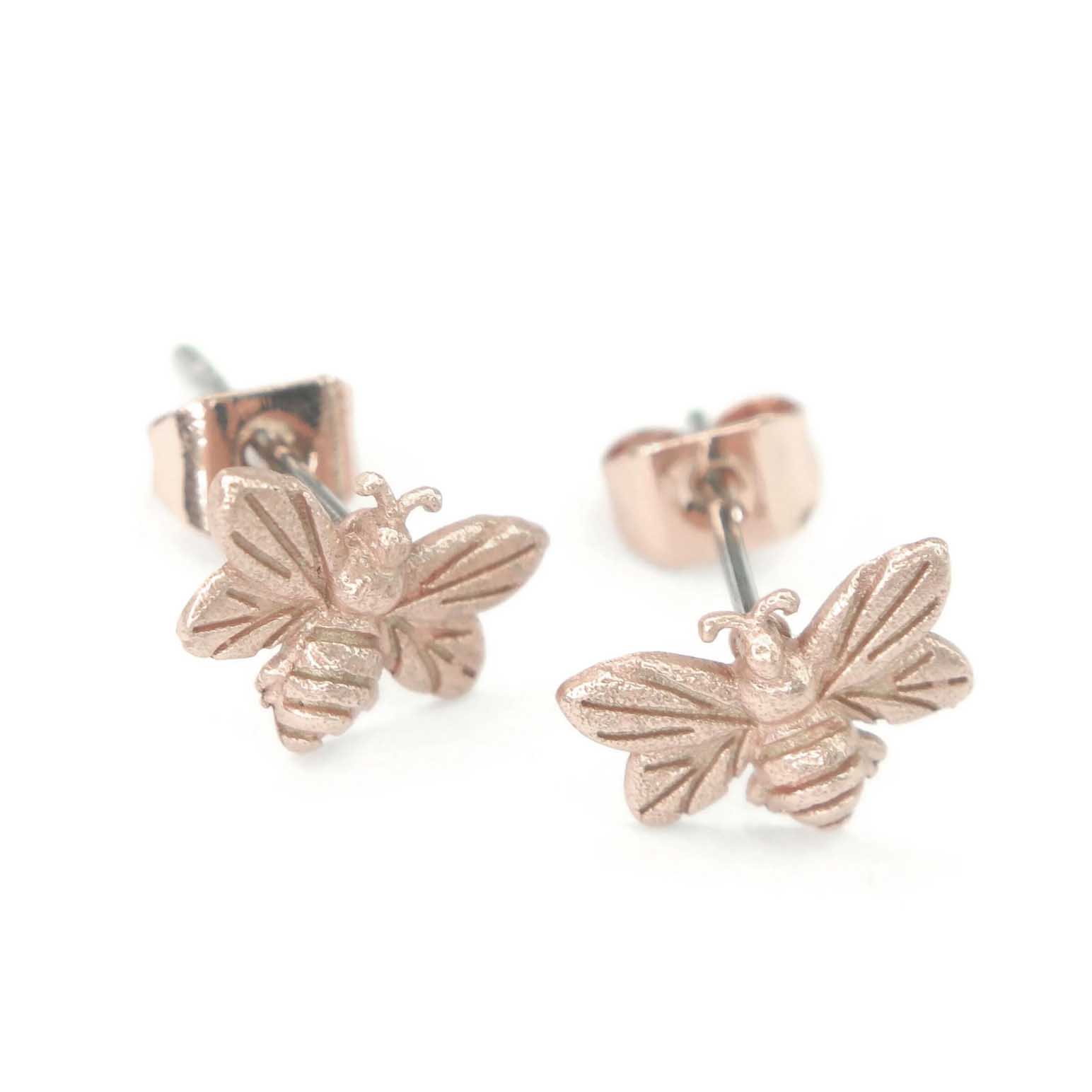 Little Taonga Honey Bee Studs Rose Gold